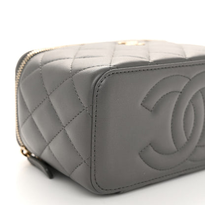 Chanel Lambskin Quilted Small Top Handle Vanity Case With Chain Dark Grey 9 of 12