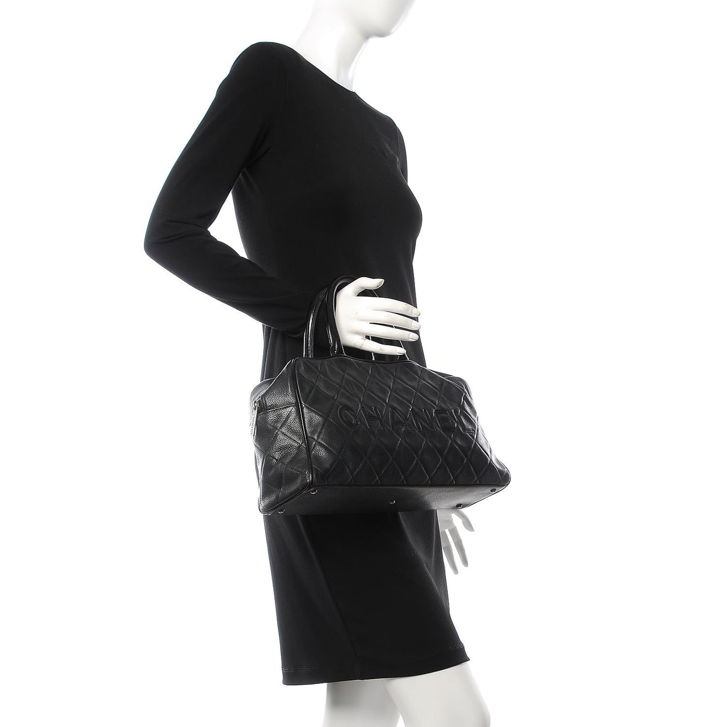 Caviar Patent Large Bowler Black