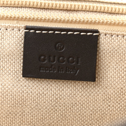 Gucci GG Supreme Monogram Selleria Calfskin Large Satchel Messenger Bag Beige Ebony Cocoa Dark Chocolate 6 of 10