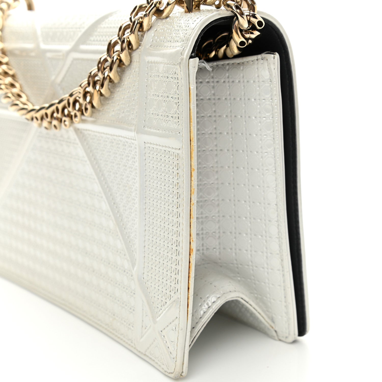 Christian Dior Patent Micro-Cannage Medium Diorama Flap Bag White 11 of 14