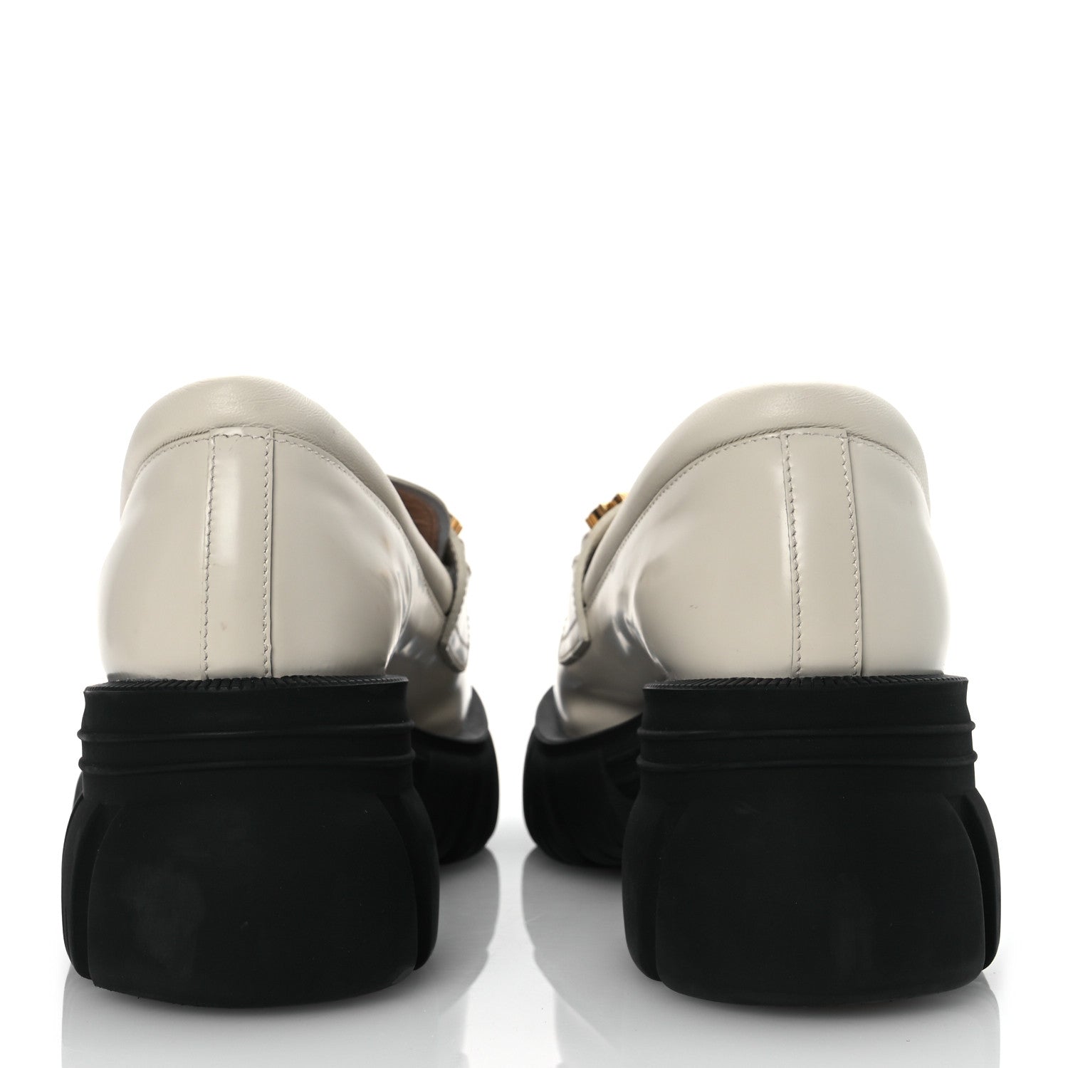 Gucci Magnum Calfskin Nappa Crystal Womens Interlocking G Platform Chunky Lug Sole 40mm Loafers 40.5 White 6 of 14