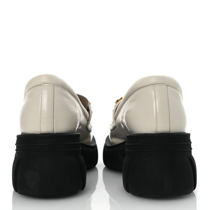 Gucci Magnum Calfskin Nappa Crystal Womens Interlocking G Platform Chunky Lug Sole 40mm Loafers 40.5 White 6 of 14