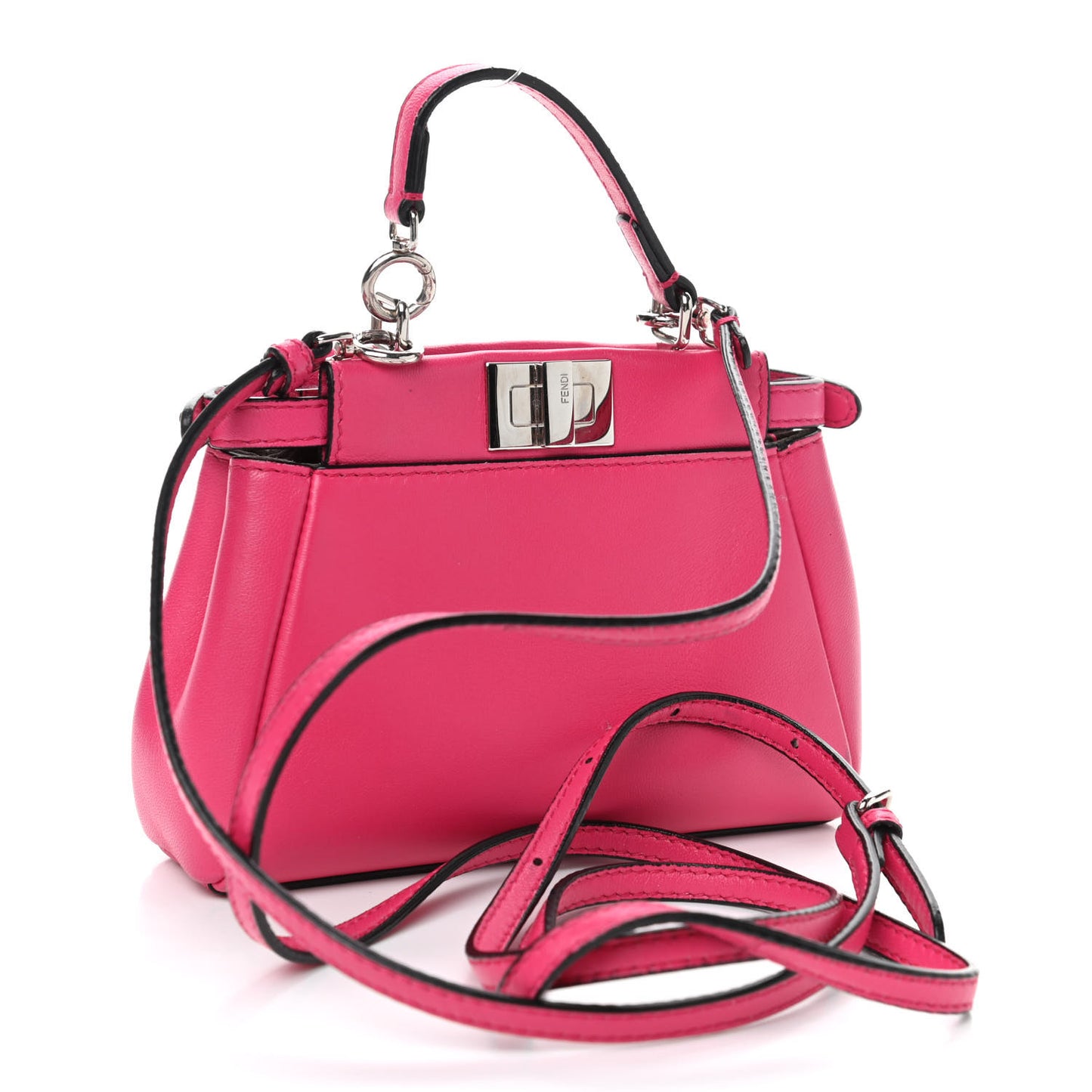 Shiny Nappa Micro Peekaboo Iconic Satchel Fuxia