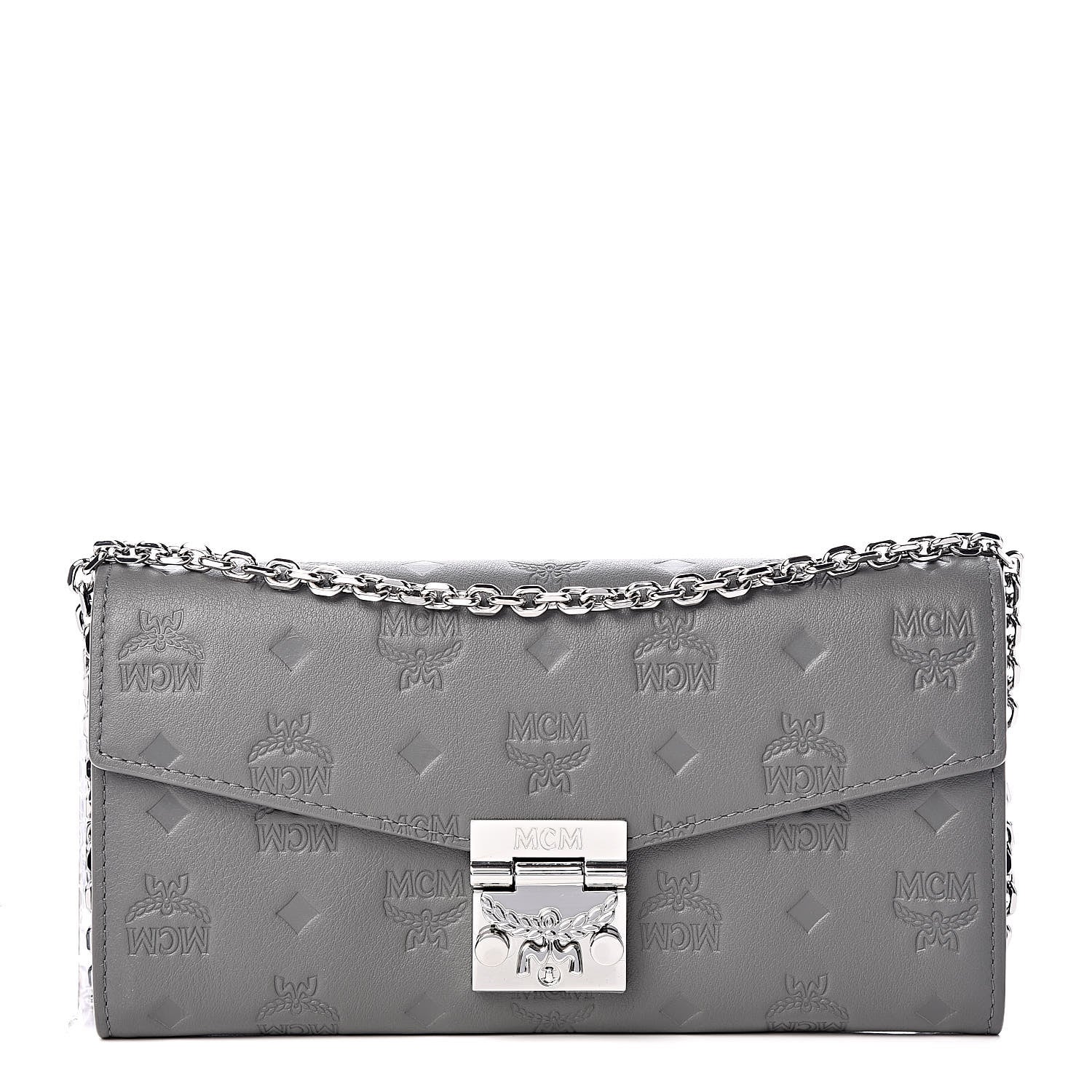 MCM Calfskin Ottomar Large Patricia Wallet On Chain Grey 1 of 9