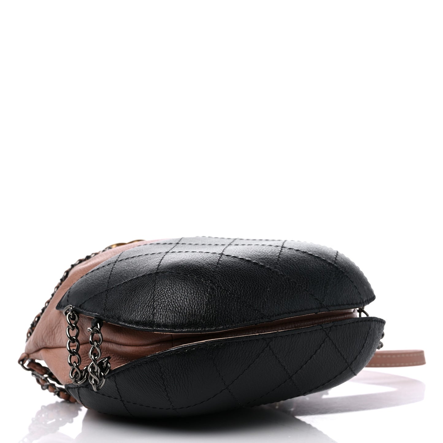 Calfskin Quilted Small Gabrielle Bucket Beige Black