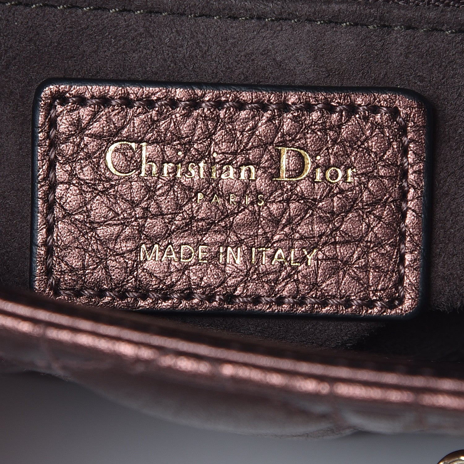 Christian Dior Metallic Grained Calfskin Cannage Mini Lady Dior Noisette 6 of 11