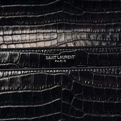Saint Laurent Calfskin Crocodile Embossed Medium Monogram Sunset Black 6 of 9