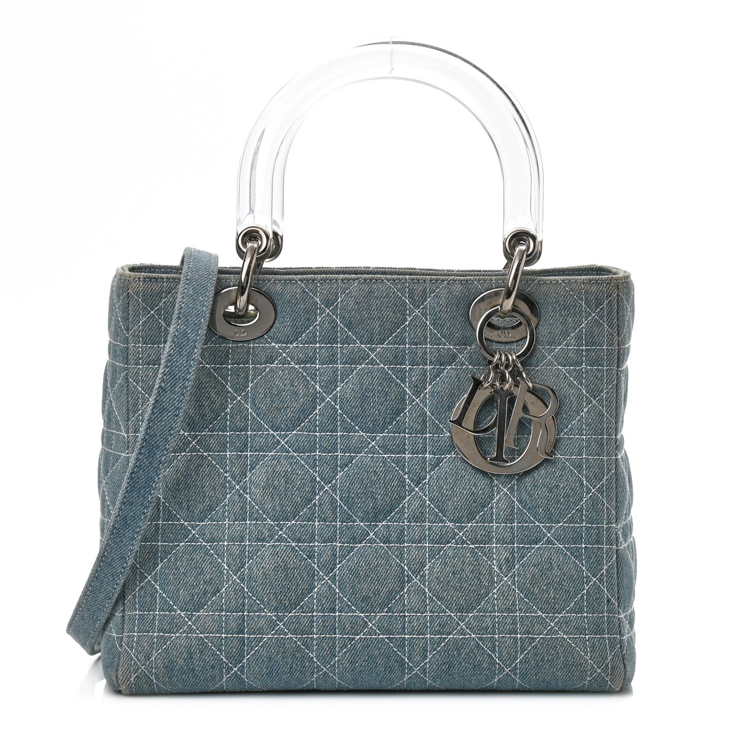 Denim Cannage Medium Lady Dior Light Blue