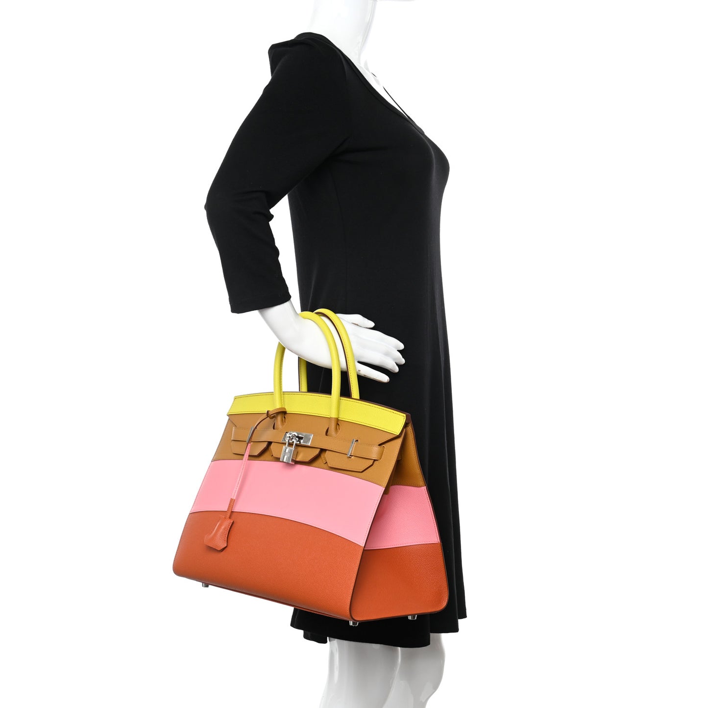 Epsom Sunrise Birkin Sellier 35 Lime Sesame Rose Confetti Terre Battue