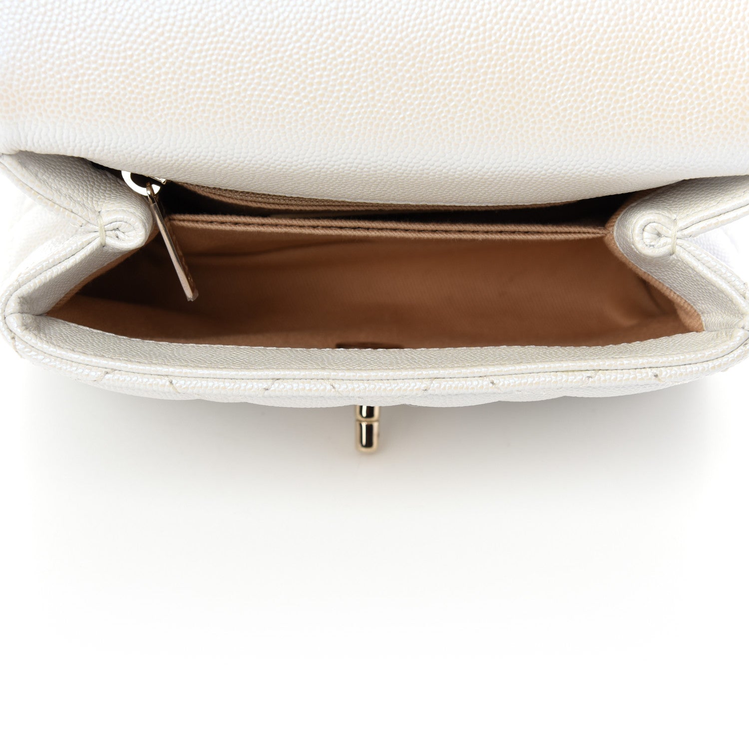 Chanel Iridescent Caviar Quilted Extra Mini Coco Handle Flap White 5 of 10