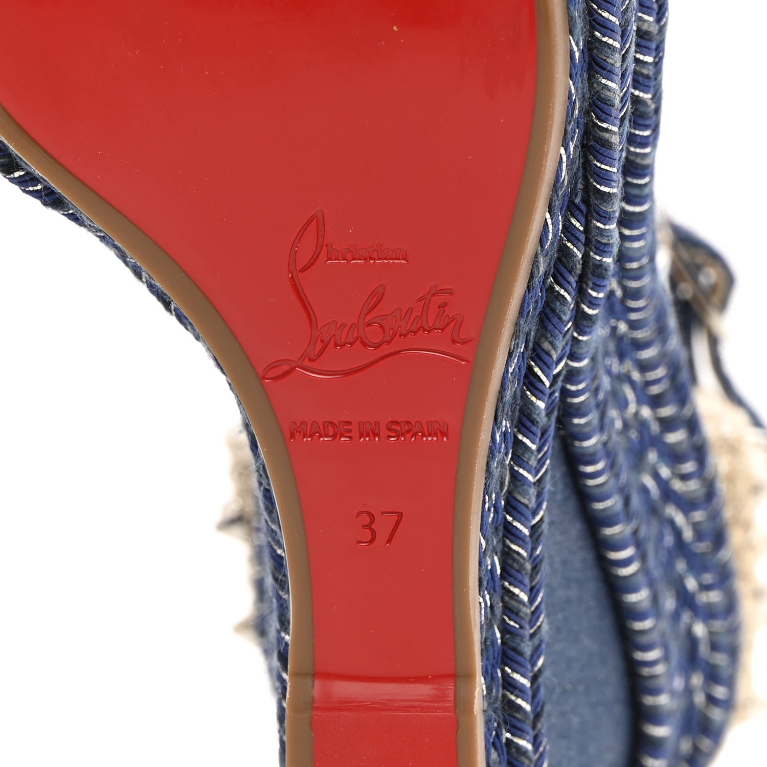 Christian Louboutin Denim Madmonica 120 Wedge Sandals 37 Blue 6 of 11