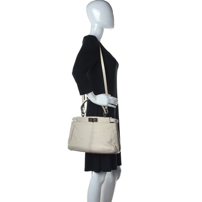 Fendi Goatskin Stingray Medium Peekaboo Iconic Satchel White Pink 2 of 31