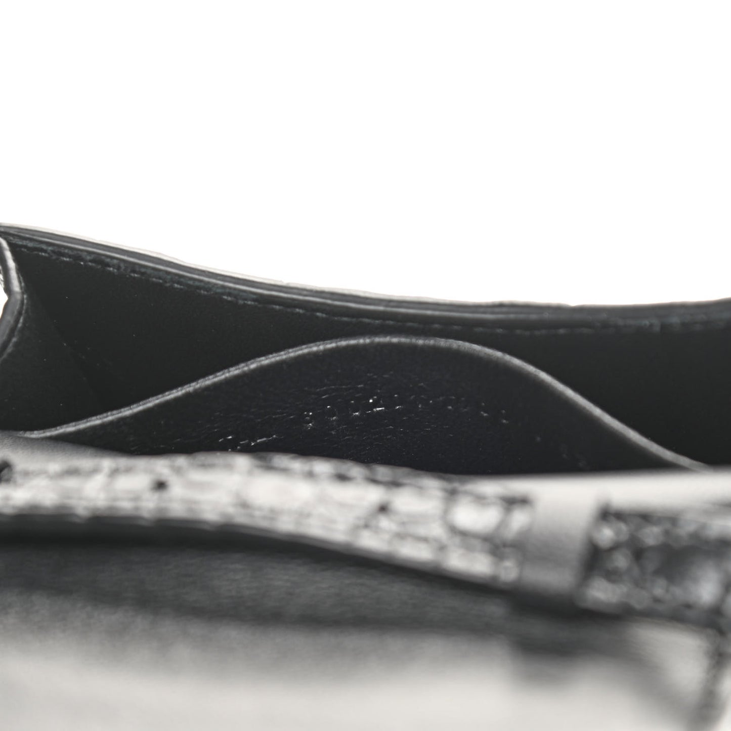 Shiny Calfskin Crocodile Embossed B Phone Holder Black