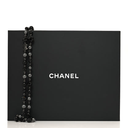 Chanel Ruthenium Pearl Beaded CC Long Necklace Black 5 of 5