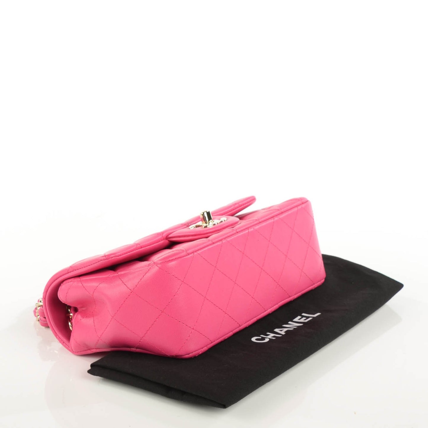 Lambskin Quilted Mini Rectangular Flap Fuchsia