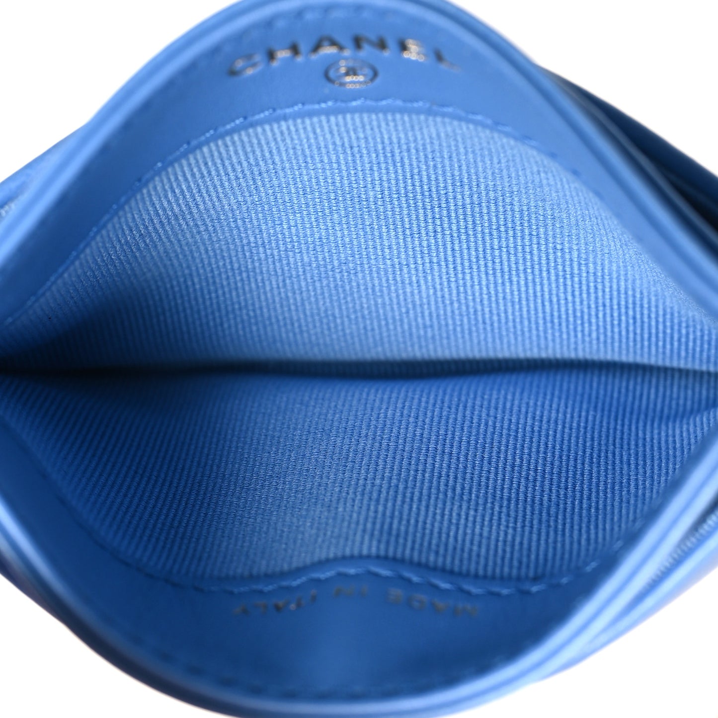 Lambskin Quilted Chanel 19 Card Holder Blue