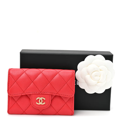 Chanel Caviar Quilted Flap Card Holder Wallet Red 8 of 8