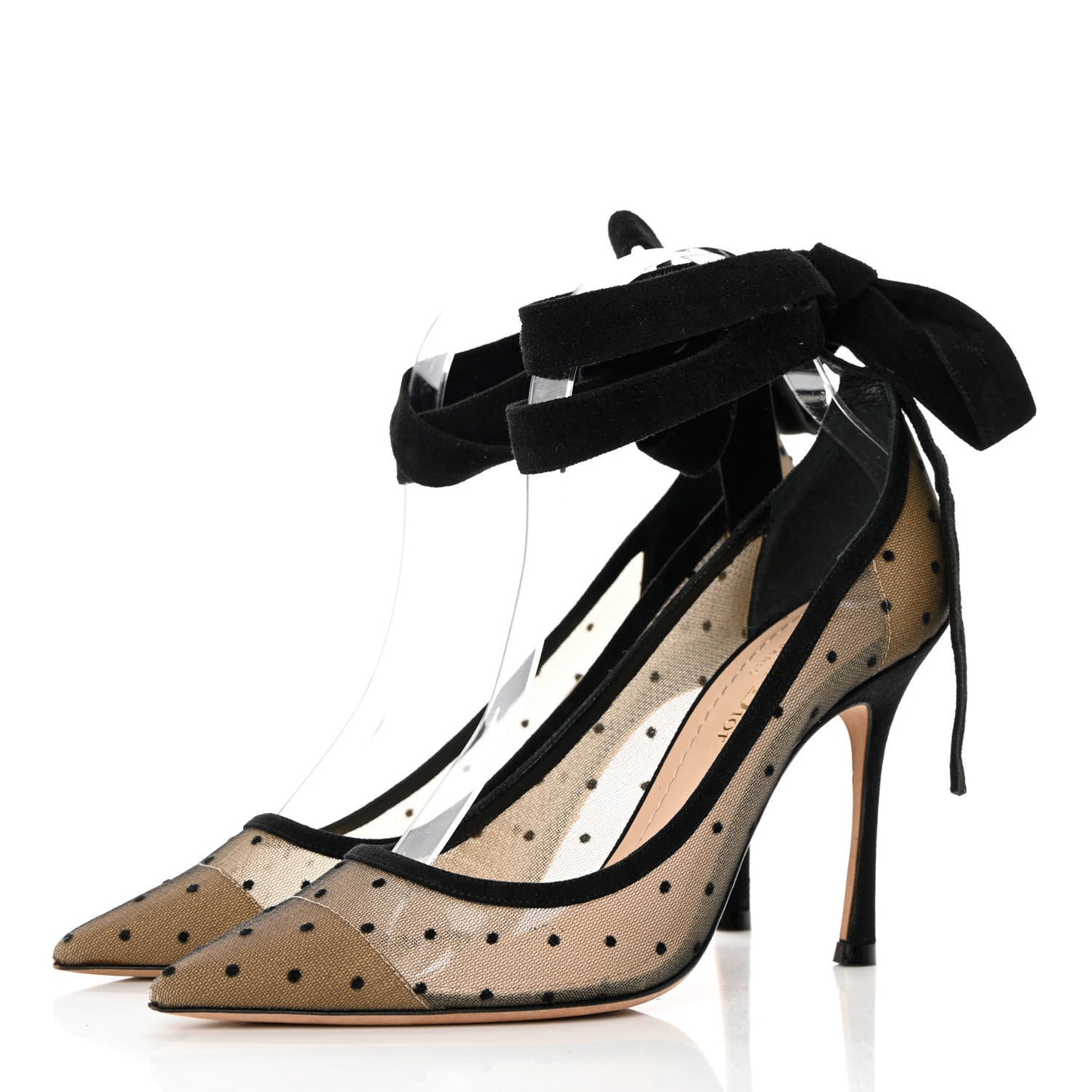 Suede Calfskin Plumetis Lovely-D Ankle Wrap Pumps 37 Black