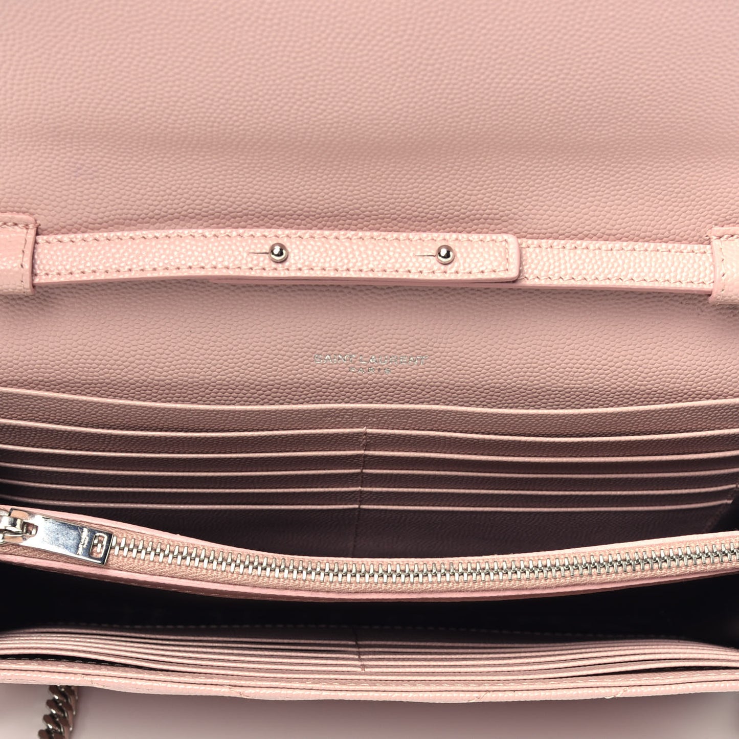 Grain De Poudre Matelasse Chevron Monogram Chain Wallet Washed Light Pink