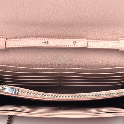 Saint Laurent Grain De Poudre Matelasse Chevron Monogram Chain Wallet Washed Light Pink 6 of 9