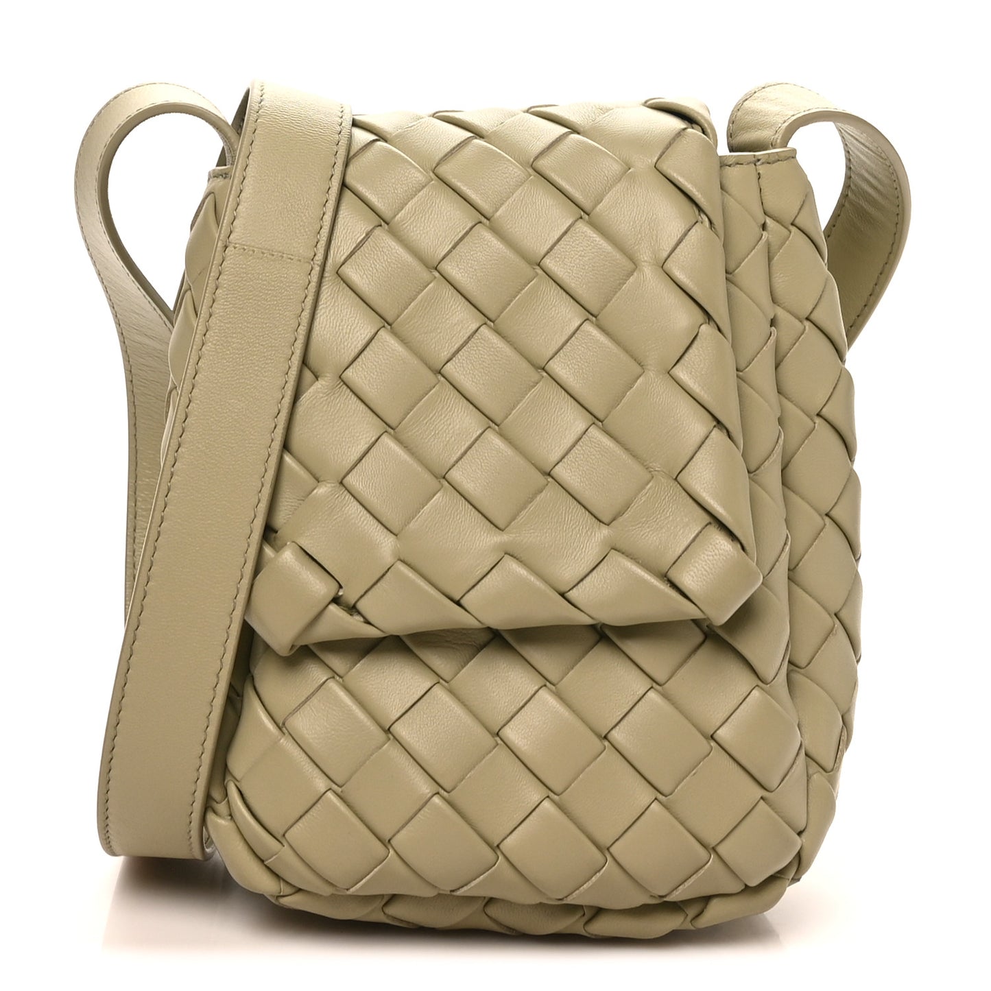Nappa Intrecciato Mini Vertical Cobble Shoulder Bag Travertine