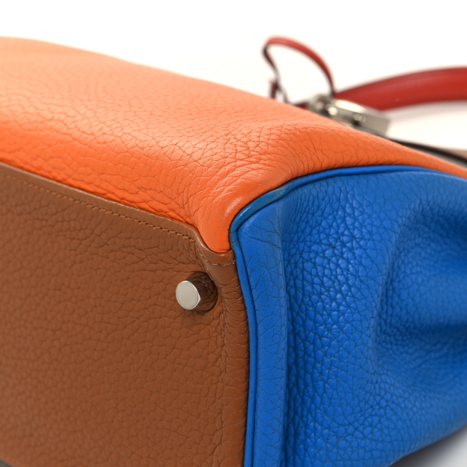 Hermes Taurillon Clemence Arlequin Kelly Retourne 32 Orange Sanguine Gold 10 of 15