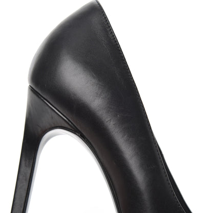 Saint Laurent Calfskin Studded Cap Toe Janis 105 Platform Pumps 38 Black 16 of 25
