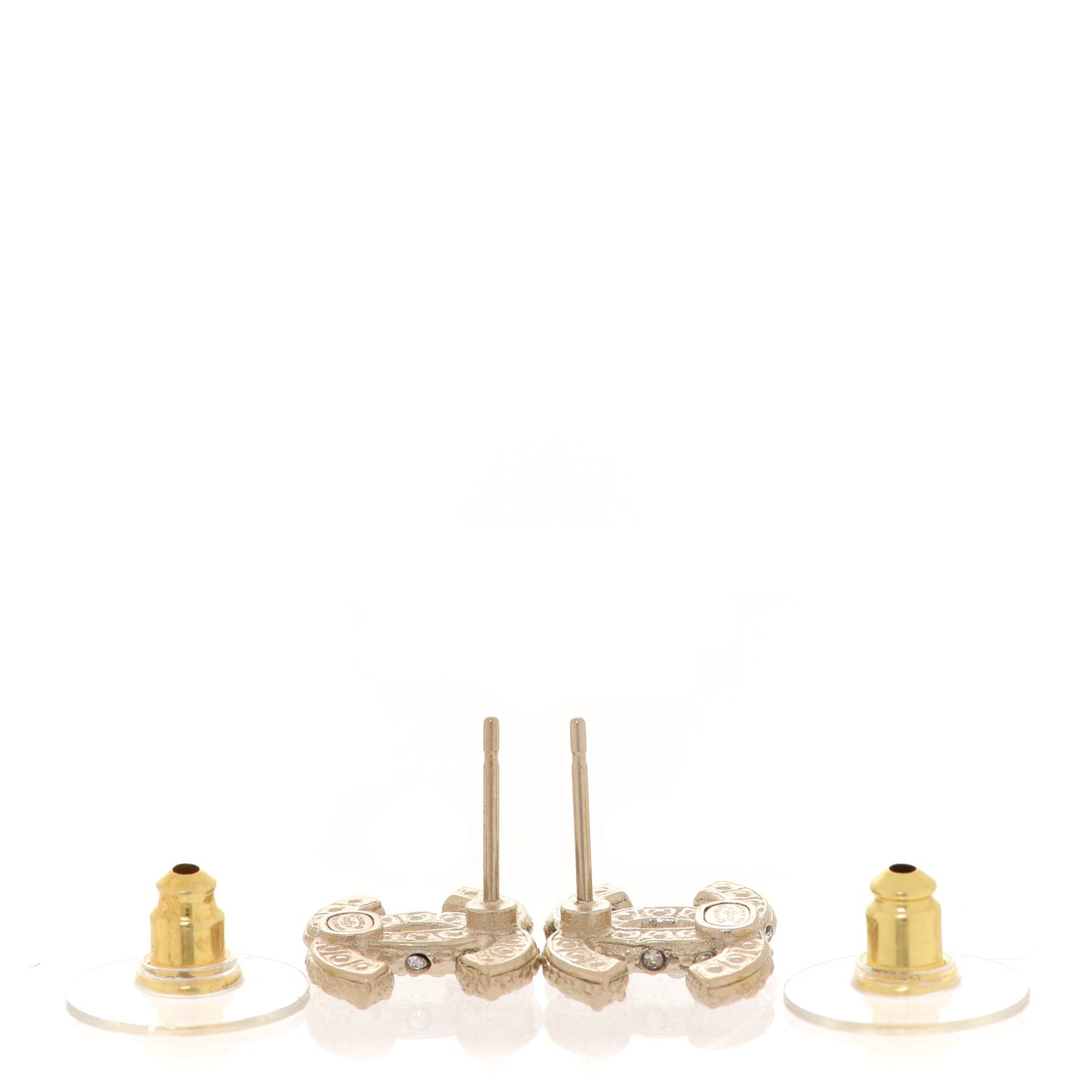Pearl Crystal CC Earrings Light Gold