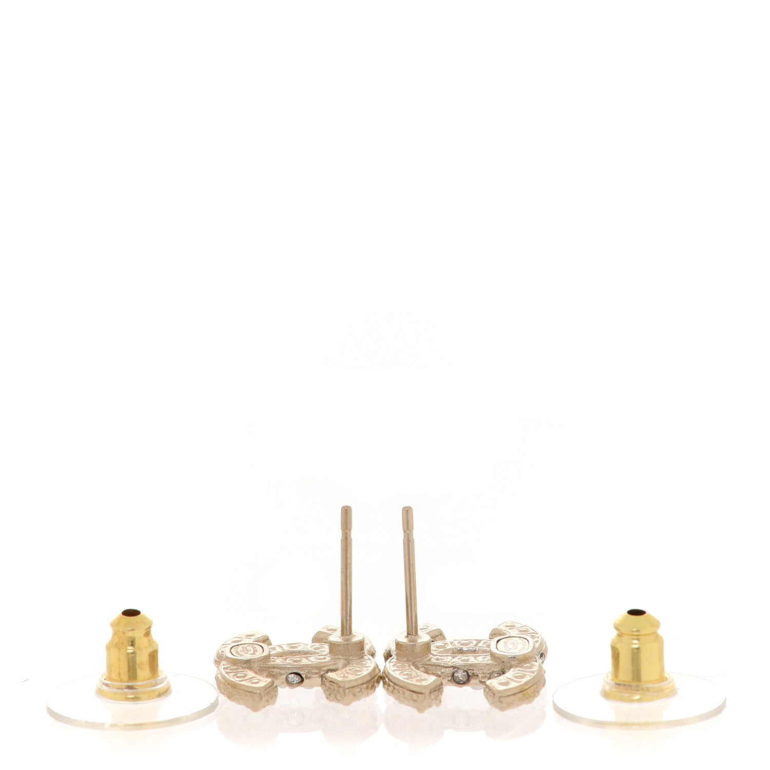 Chanel Pearl Crystal CC Earrings Light Gold 3 of 5