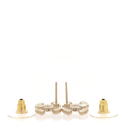 Chanel Pearl Crystal CC Earrings Light Gold 3 of 5