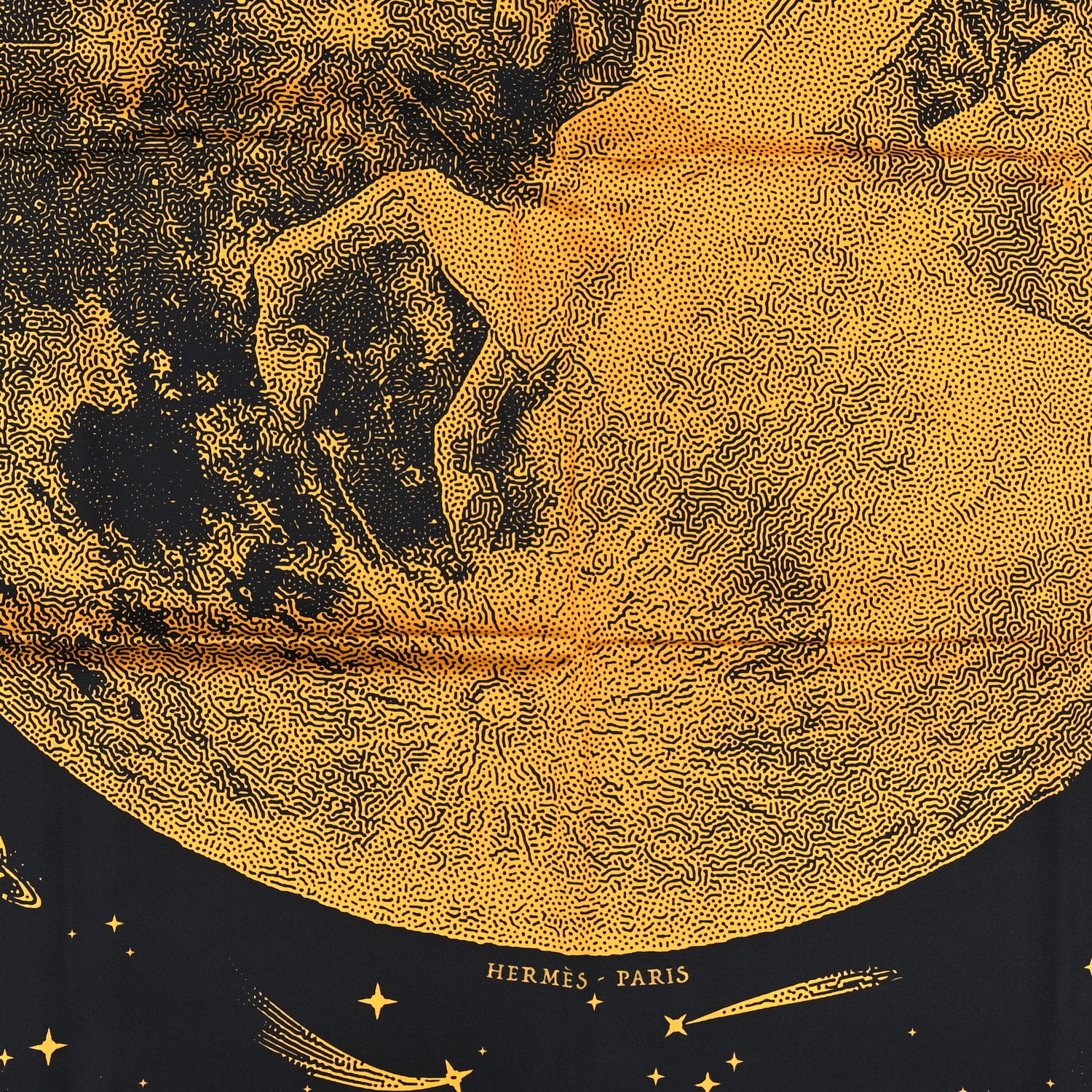 Hermes Silk Clair De Lune Double Face Scarf 90 Black Jaune D'Or Bleu 2 of 5