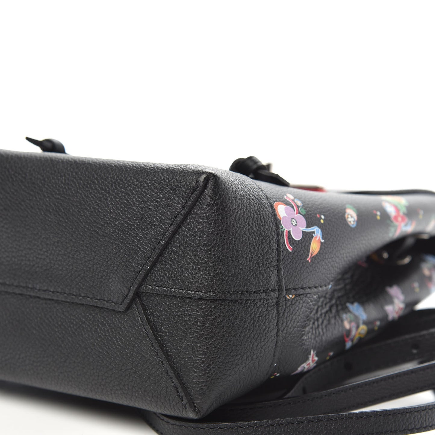 Calfskin Flower Lockme Mini Backpack Black Multicolor