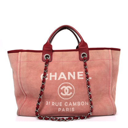 Chanel Canvas Large Deauville Tote Red 1 of 11
