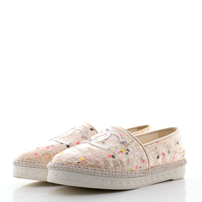 Chanel PVC Tweed CC Espadrilles 39 Coral White Transparent 3 of 9