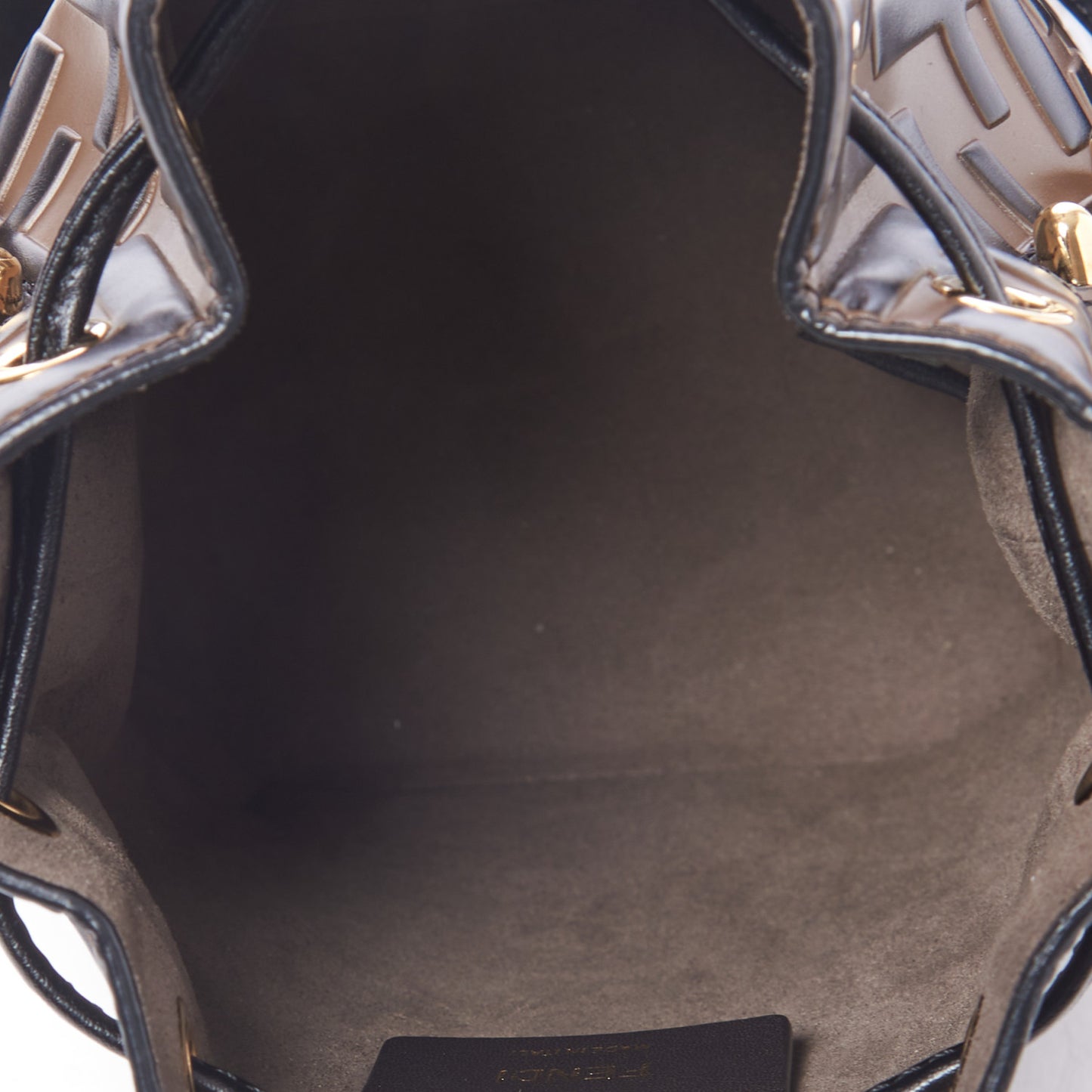 Vitello Liberty F is Fendi Bi-Color FF 1974 Embossed Mini Mon Tresor Bucket Bag Maya Black