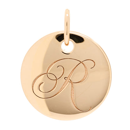 Tiffany 18K Rose Gold Notes Letter R Disc Charm Pendant 1 of 3