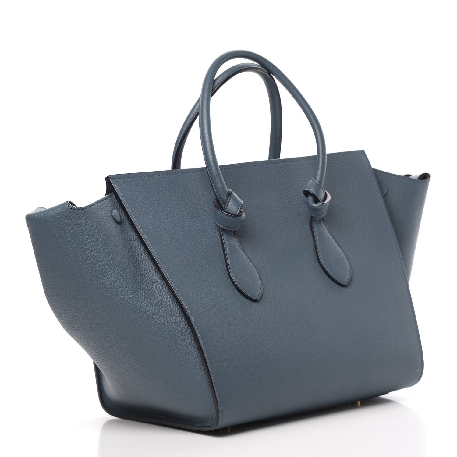 Celine Crisped Calfskin Small Tie Knot Tote Slate Blue 4 of 16