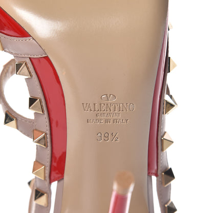 Valentino Garavani Patent Nappa Rockstud Ankle Strap 100mm Pumps 39.5 Rosso Valentino Poudre 6 of 8
