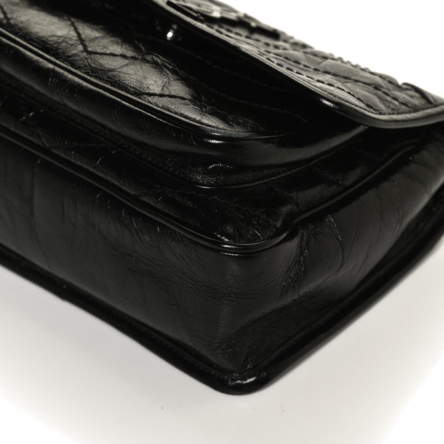 Crinkled Calfskin Matelasse Monogram Baby Niki Chain Satchel Black