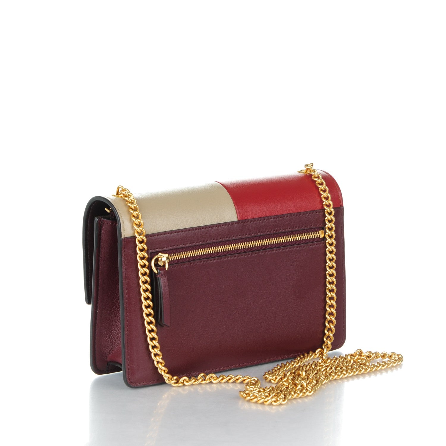 Mulberry Calfskin Cheyne Clutch With Chain Rust Dune Burgundy 3 of 7