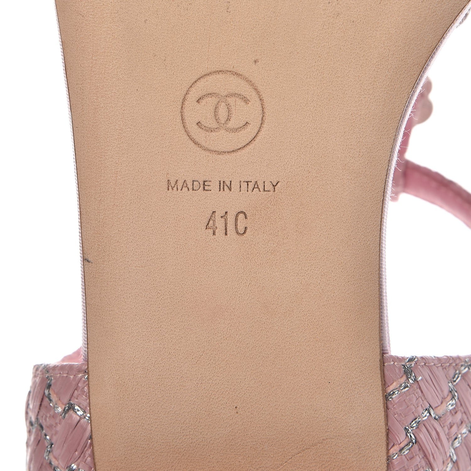 Chanel Tweed CC Charm Thong Sandals 41 Pink Silver 8 of 12