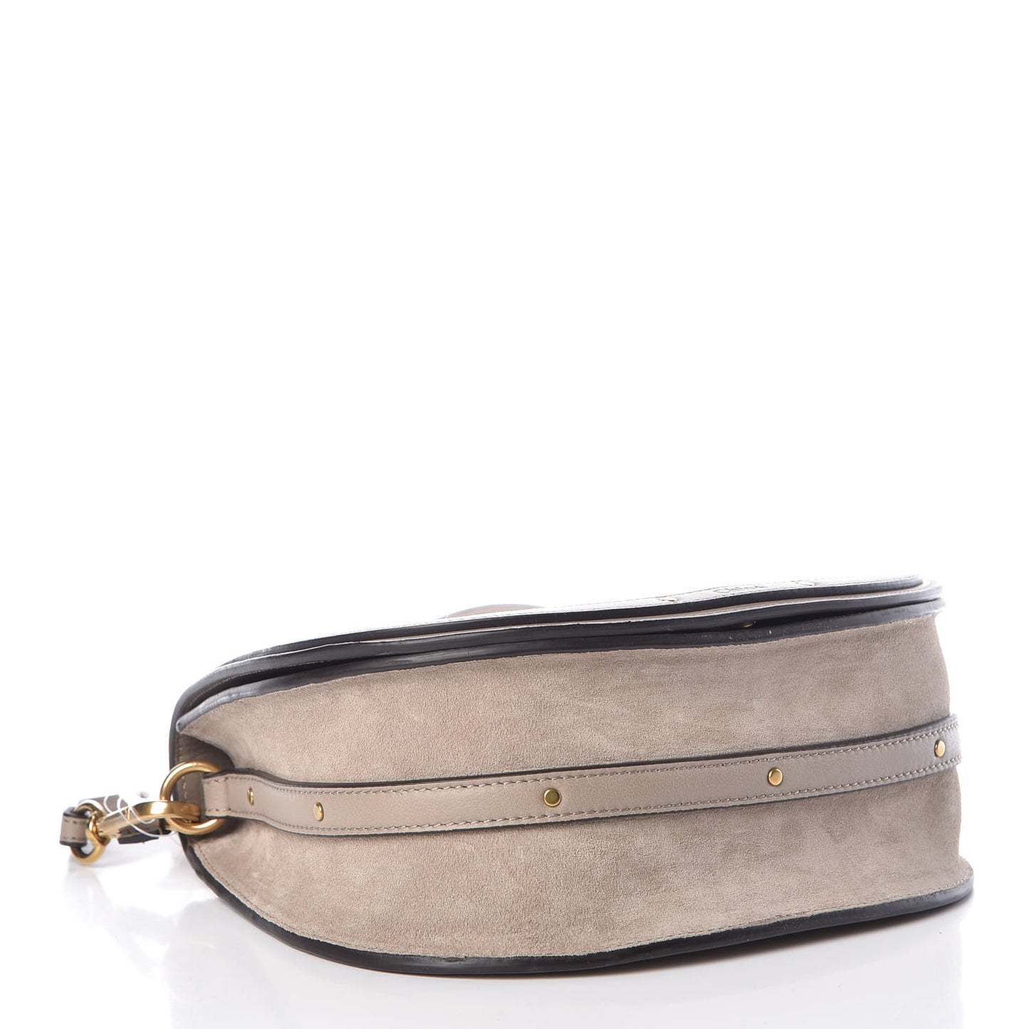 Calfskin Suede Medium Nile Bracelet Bag Motty Grey