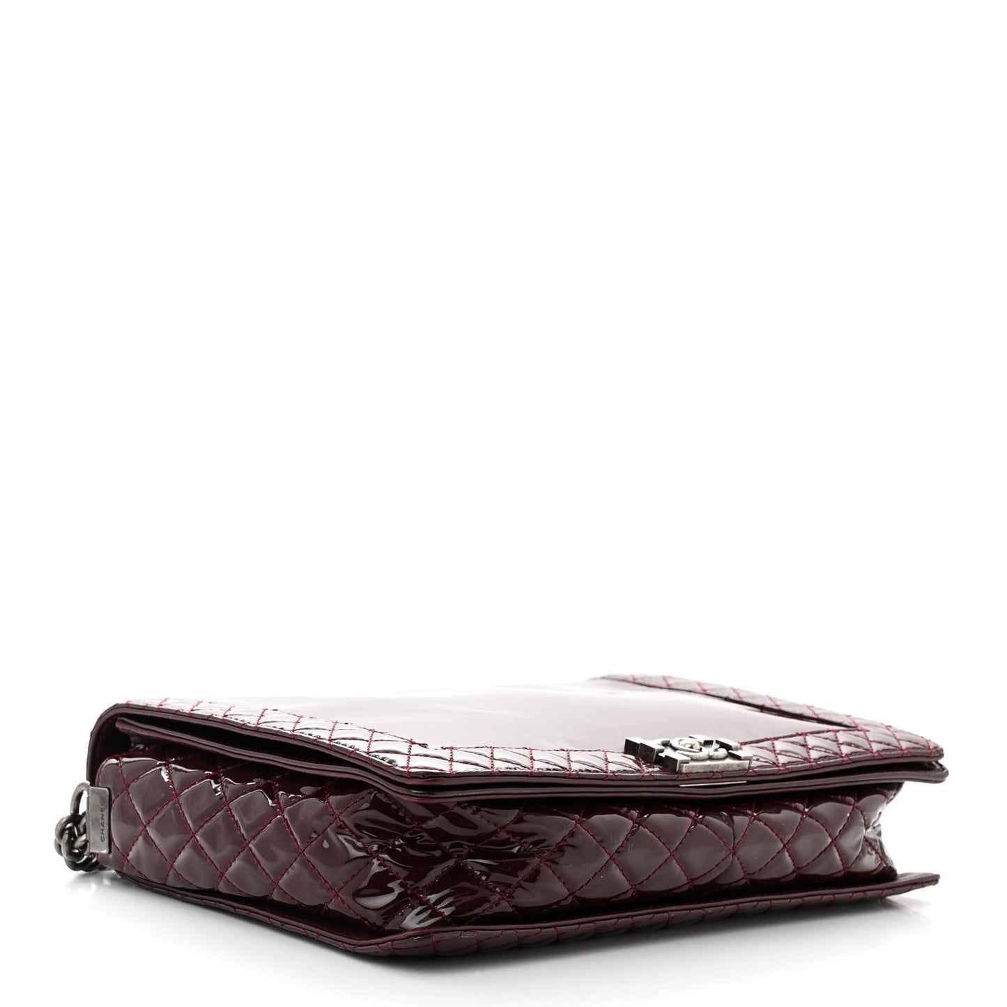 Patent Large Boy Reverso Flap Burgundy