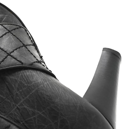 Chanel Aged Calfskin Quilted Knee High CC Boots 38.5 Black 12 of 12