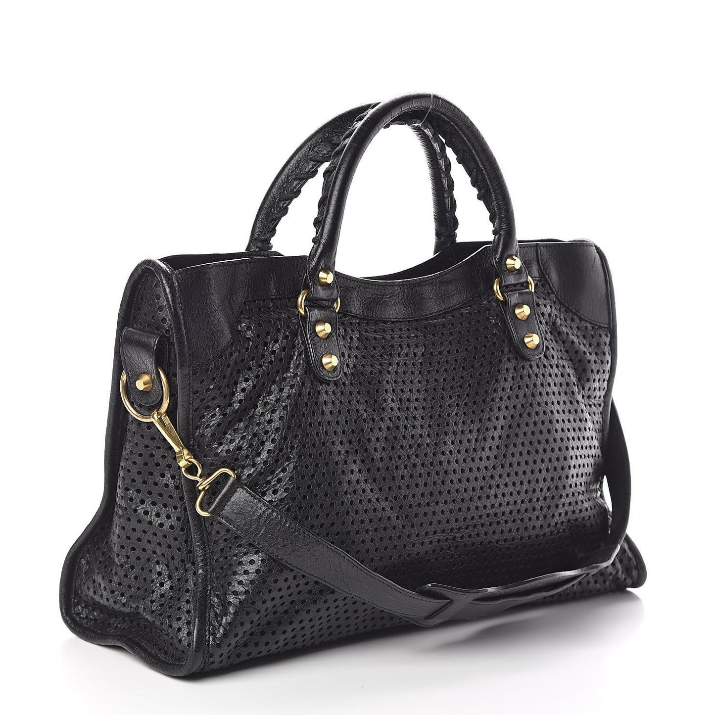Agneau Laser Cut Cross Classic Gold Hardware City Black