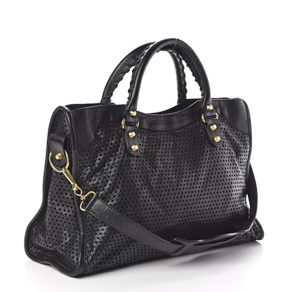Balenciaga Agneau Laser Cut Cross Classic Gold Hardware City Black 3 of 8