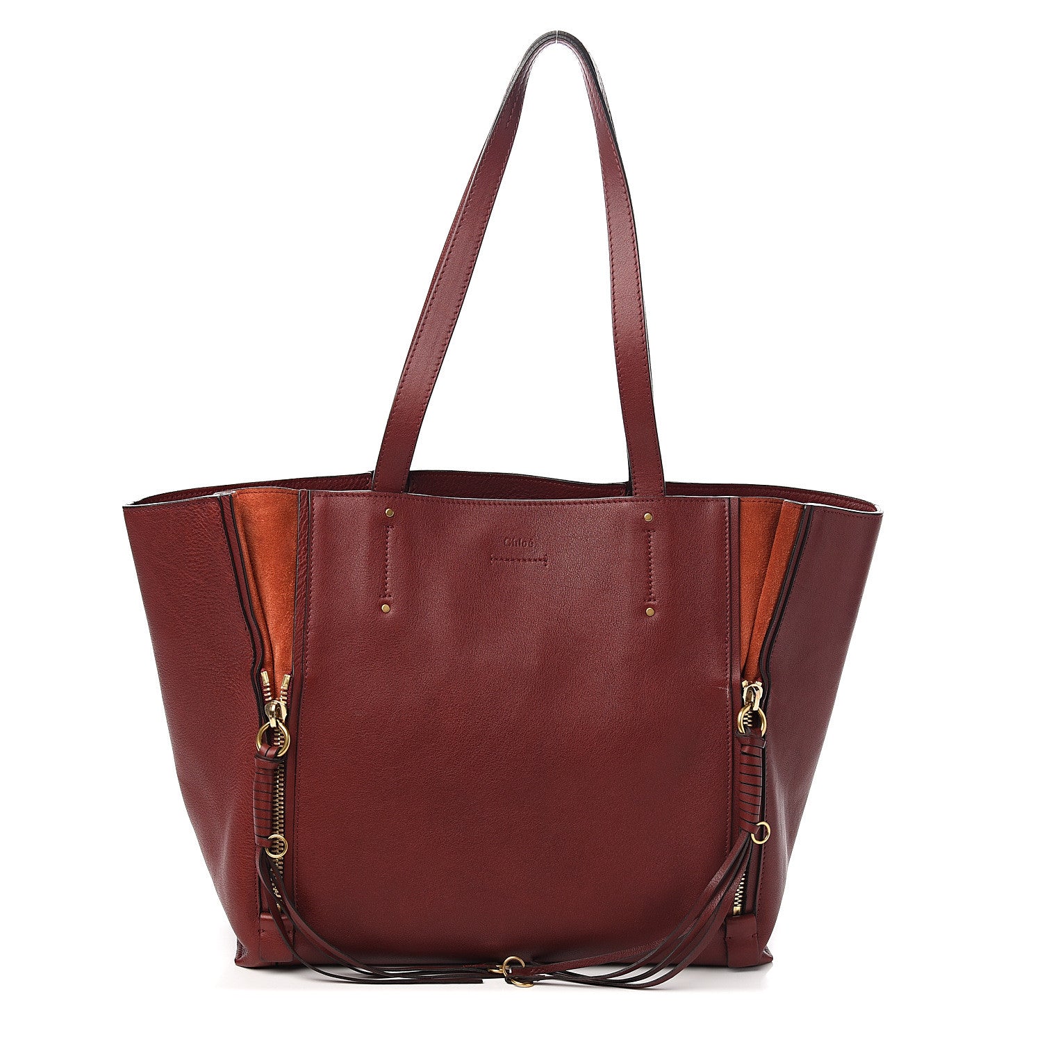 Chloe Smooth Calfskin Medium Milo Shopping Tote Sienna Red 1 of 7