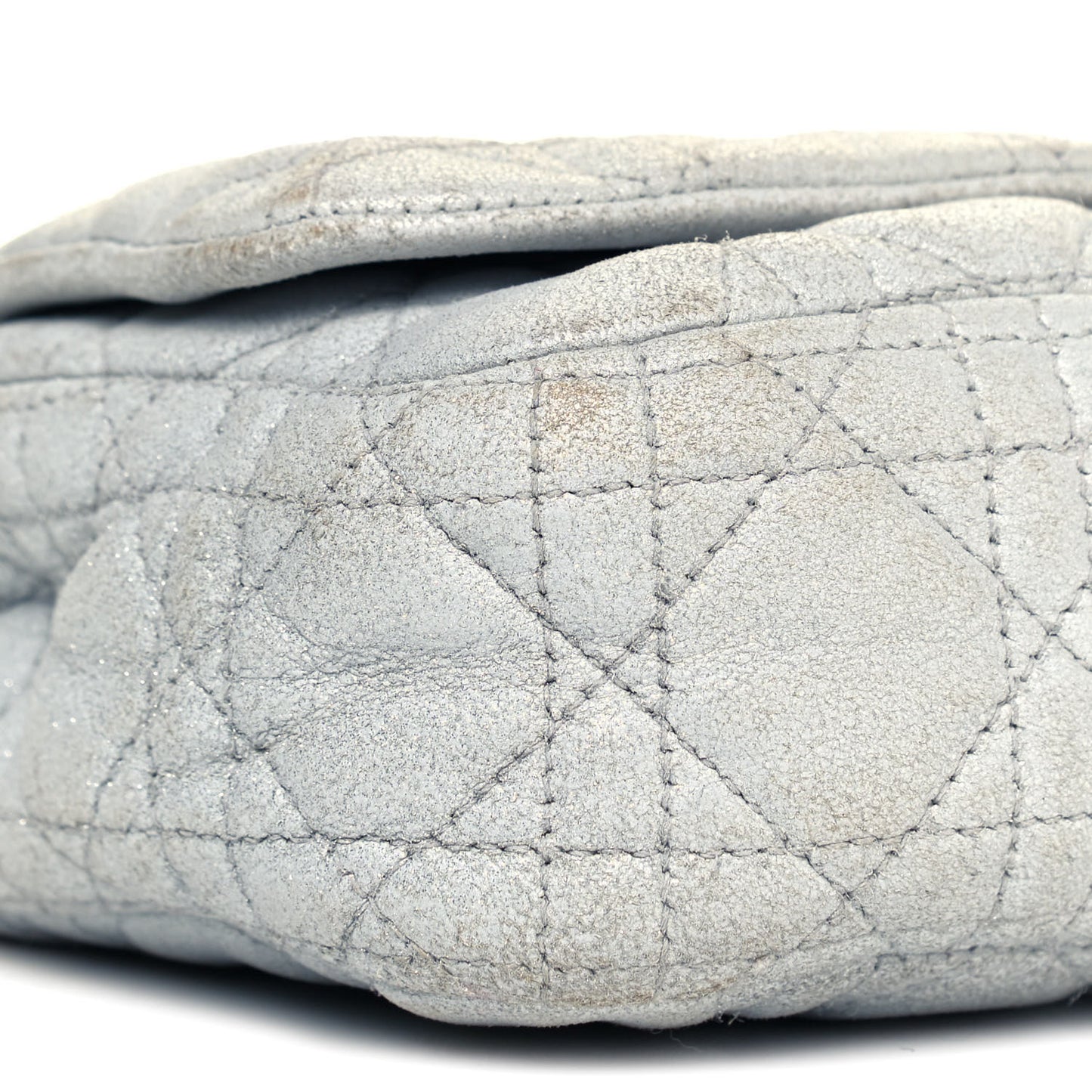 Metallic Lambskin Cannage Small Rendezvous Flap Silver