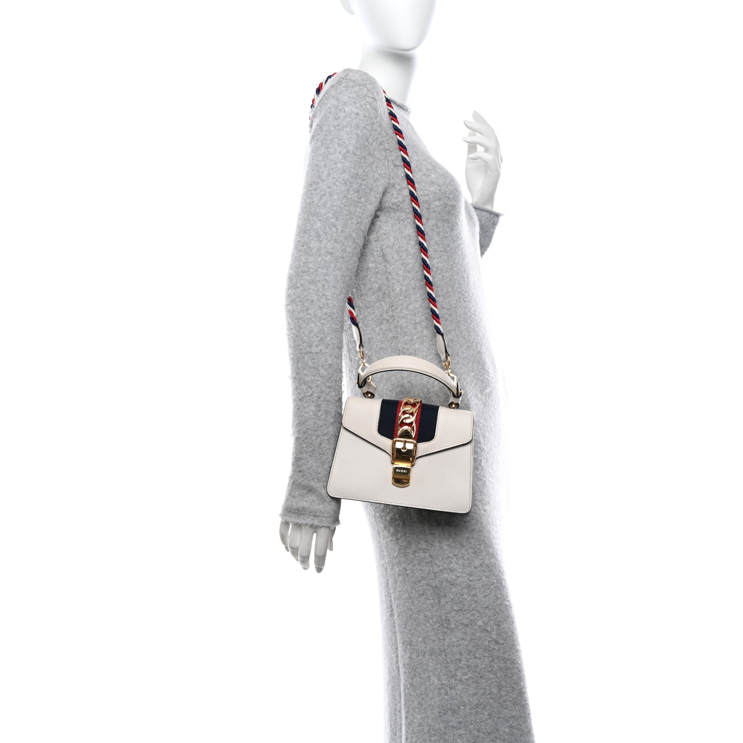 Gucci Calfskin Mini Sylvie Top Handle Bag White 2 of 10