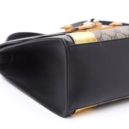 Gucci GG Supreme Monogram Small Osiride Top Handle Bag Black Gold 9 of 12